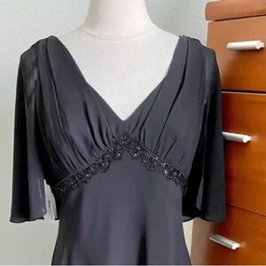NWT Adrianna Papell Black Cocktail Dress Beading Size 12-14.